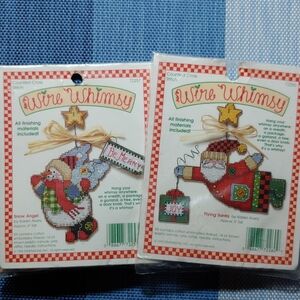 Wire Whimsy Cross Stitch Kits - Snow Angel and Flying Santa